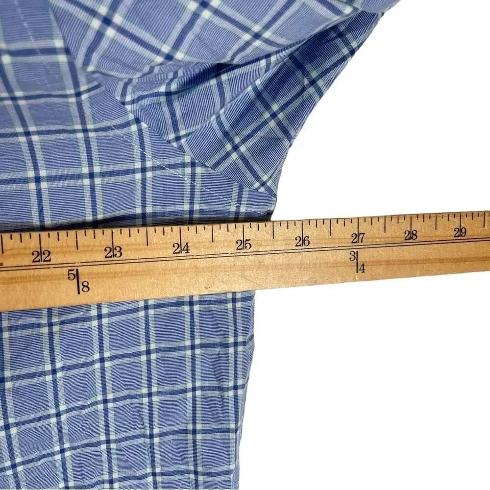Twillory Untuck(able) Glow Men's Dress Shirt Tailored Fit Size XL Blue Plaid
